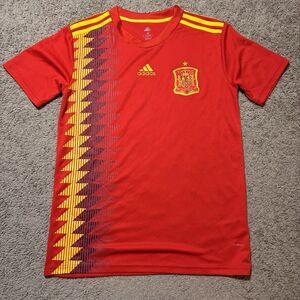 Adidas Spain National Team 2018 World Cup Home Soccer Jersey Men's Small Red